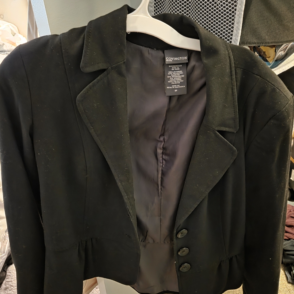Covington Black Cropped Blazer with Notch Lapel
